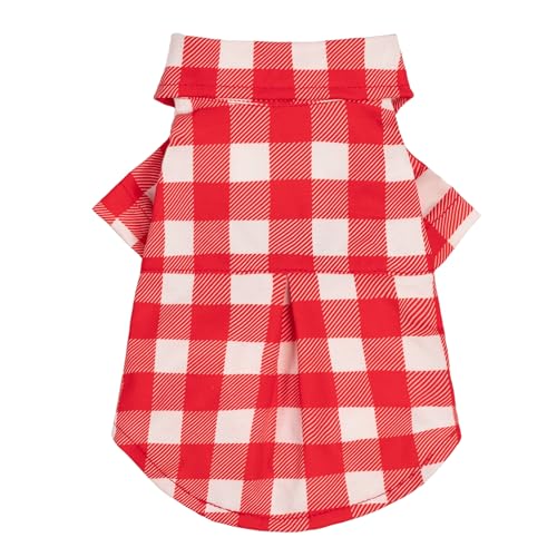 Gingham Plaid Dog Shirt (Medium / Red)