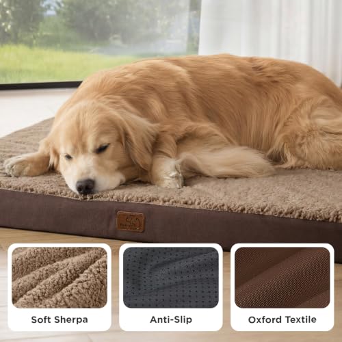 XXL Dog Bed Giant Pet Bed with Washable Cover (53"L x 36"W x 4"Th / Brown)