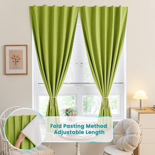 100% Self Adhesive Blackout Curtains (52"W x 72"L (Pack of 1) / Fruit Green)
