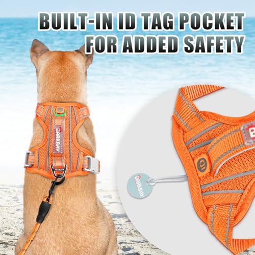 Dog Harness for Small Sized Dog No Pull Dog Vest ID Tag Pocket (Orange / X-Small)
