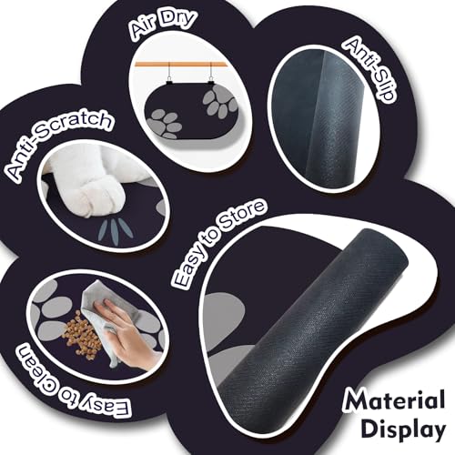 Dog Feeding Mat 24''x16'' (24''x16'' / Black Paw)