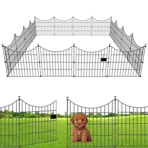 10‑Panel No‑Dig Garden Fence with Gate (10pc 20 ft(L) X 24 in(H) with Gate-Concave)