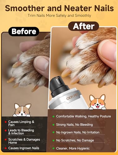 Dog Nail Grinder Whisper Quiet & Safe for Sensitive Dogs and Cats (White)