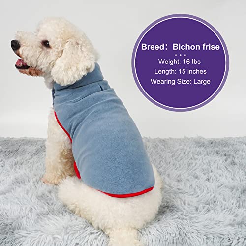 Sherpa Dog Coat Reversible Dog Jackets for Medium Dogs (X-Large (22-28lbs) / Blue)