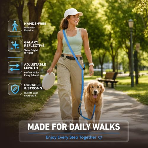 Hands Free Dog Leash (6–9.5 ft / Blue)