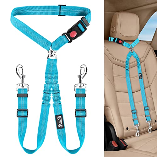 Double Dog Car Seat Belt (Light Blue)