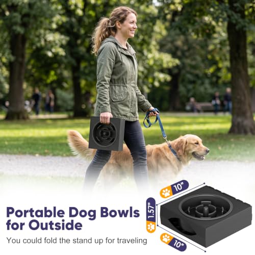Elevated Dog Bowls Large Breed Raised Dogs Bowl Stand Large (A-Black)