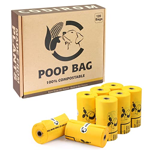 Certified Home Compostable Dog Poop Bags (Maize Yellow / 120 Count (Pack of 1))