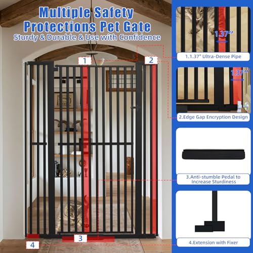71 Inch Extra Tall Pet Gate for Cats (Black / 29.5-43"wide)