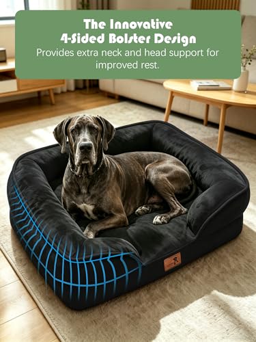Orthopedic Dog Bed with Sides (53.0"L x 42.0"W x 8.0"Th / Black)