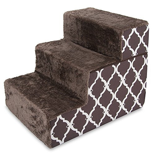 Dog Stairs & Steps (Brown Lattice Print / H: 16.5 Inches (Foldable))