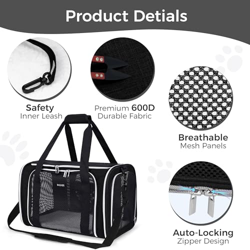 Pet Travel Carrier (Black / 17.0"L x 11.0"W x 12.0"H)