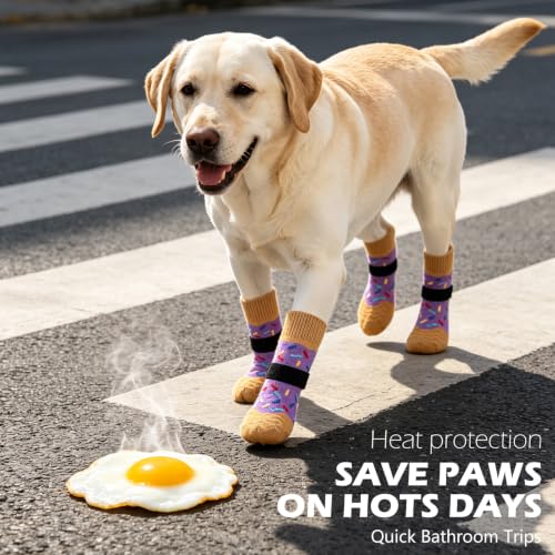 Anti Slip Dog Socks for Prevent Licking Paws & Hardwood Floor (Purple / Small(6 Pack))