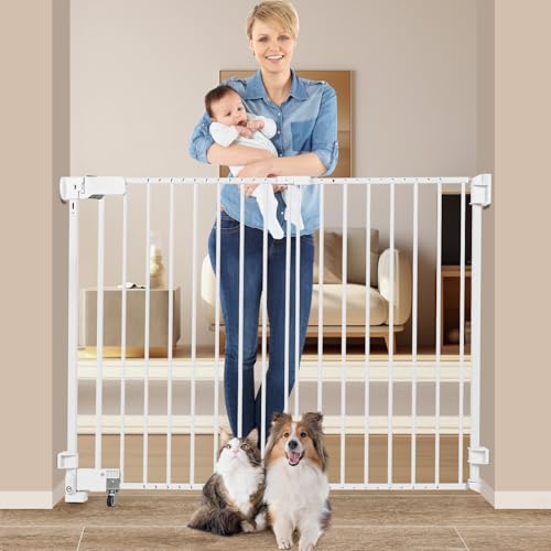 No Bottom Bar Baby Gate (White / 37inch)