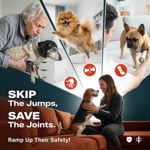 Adjustable Dog Ramp for Bed (Brown / 45" Long x 16.5" Walking Space)
