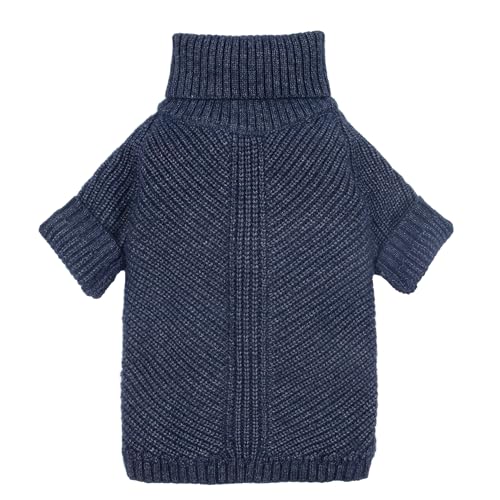 Turtleneck Knit Dog Sweater (Large / Navy Blue)
