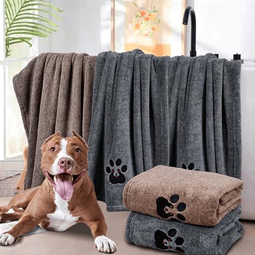 Dog Towels for Drying Dogs 2 Pack (Black and Brown / M-36" * 28")