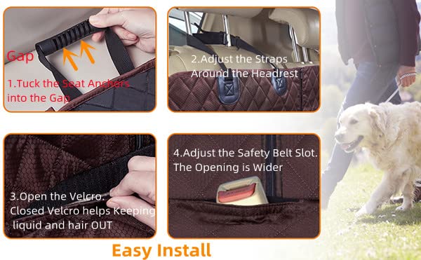 Dog Car Seat Cover for Back Seat Cover for Kids (Cofee Brown / ISOFIX X-Large)