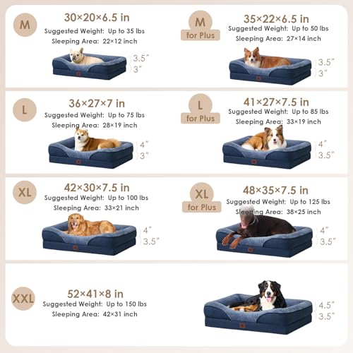 Orthopedic Dog Bed for Medium Dog (Navy / 35x22x6.5)