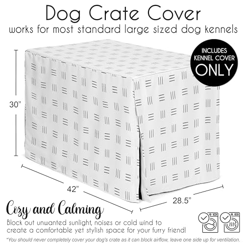 42in. Medium Large Dog Crate Cover (White and Black Hatch / 42.0"L x 28.5"W x 30.0"H)