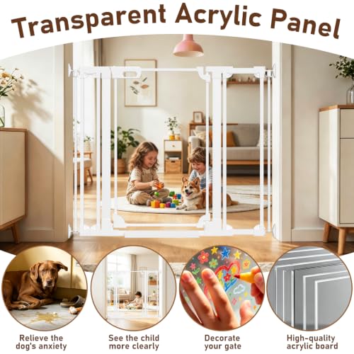 40" Extra Tall Clear Acrylic Dog Gate 29.52 (White / 29.52-37.79"W x 40"H)