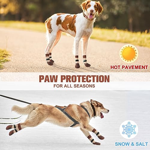 Dog Socks to Prevent Licking Paws for Hot (Reflective Brown / M(Pack of 4))