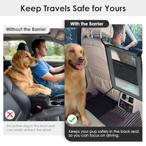 Universal Dog Car Net Barrier Divider with Storage Net Pocket (Grey)