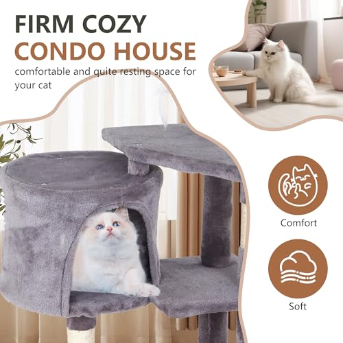 36" Cat Tree Tower (Light Gray)