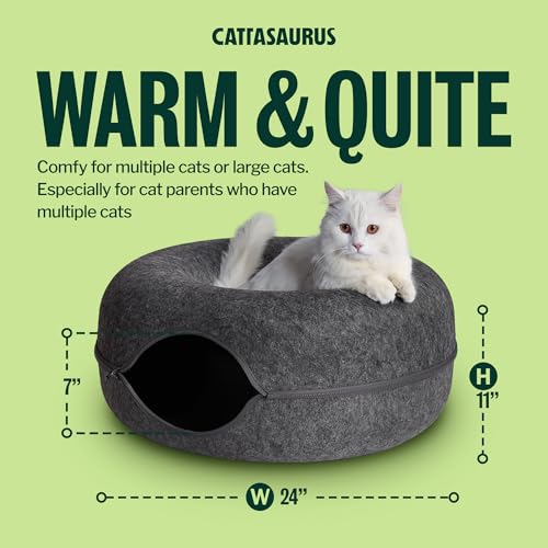 Peekaboo Cat Cave Donut for Multiple & Large Cats up to 30 (Dark Gray / Large)