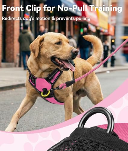 No Pull Dog Harness for Extra Large Dogs (X-Large / Hotpink)
