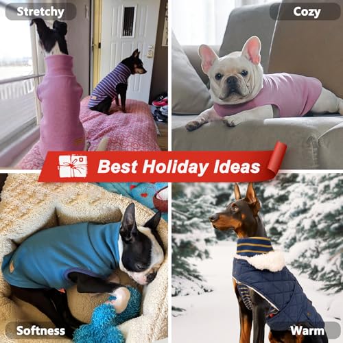 2Pack Dog Sweater for Small Dogs Soft Pet Coats Fleece Sweatshirt (Small (4-7lbs) / 5# Stripe+Orange)