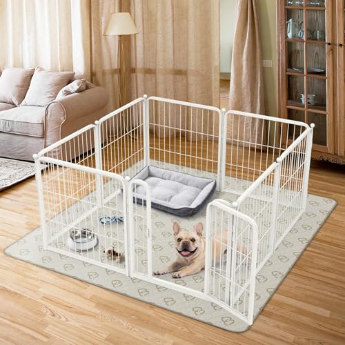 Homeplus Indoor Dog Playpen with Washable Pee Pad (White / 24"H)