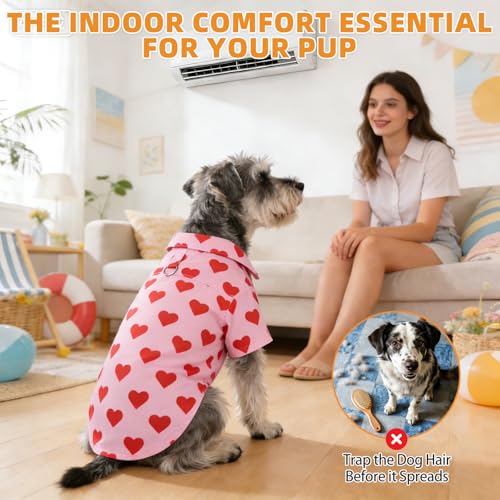 Valentine's Dog Shirt with Leash D (Medium / Pink Heart)
