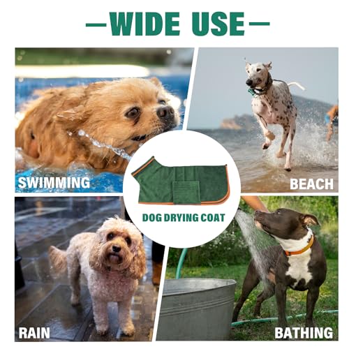 Dog Bathrobe Towel Dog Drying Coat Microfiber Absorbent Fast Drying Robes (Green / XXX-Large)