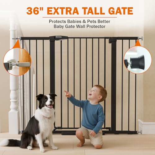 36" Extra Tall Baby Gate for Stairs (Black / 29.7-51"W x 36"H)