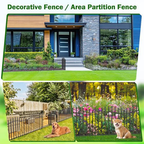 No Dig Garden Fence 24" H x 22.5'L with Gate Decorative Yard Dog Panels (24 in(H) X 22.5 ft(L))