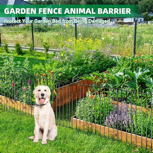 25 Panels No Dig Decorative Garden Fence (25 Pieces, 24in(H) x 50ft(L) / Black)