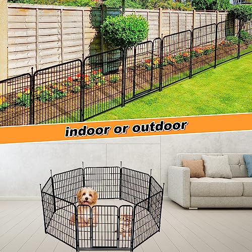 36 in(H) Garden Fence With Gate, Wide Gate Low Threshold, 8 Panels Total 17.7 ft(L) Heavy Duty Iron Animal Barrier Fence For Yard, Suitable For Indoor Or Outdoor Dog Fencing,Garden Border Fence (36''(H)-8panels-17.7ft(L))