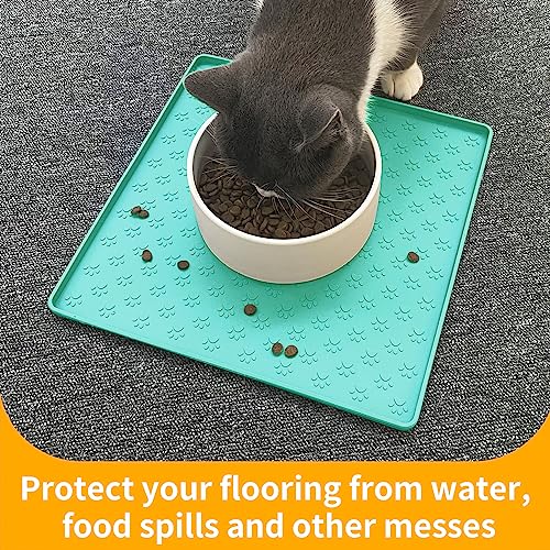 Pet Placemat for Dog and Cat (11.8"L x 11.8"W / Green)