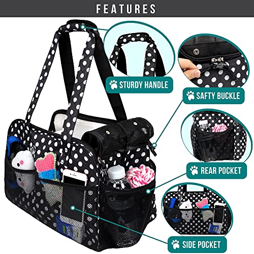 Small Dog Purse Carrier (Polka Dot Black)