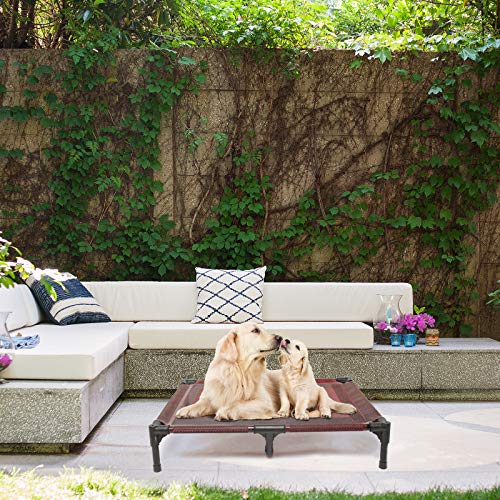 Elevated Dog Bed Waterproof Outdoor (M (30"Lx 23"Wx6.3"H) / Red)