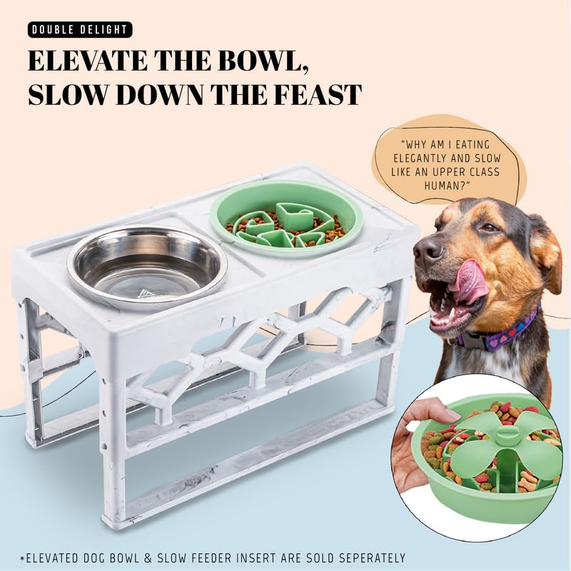 Slow Feeder Dog Bowls for Large Breeds Fits Raised Feeding Station (Slow Feeder Green / 2.5 Cup - Fit 7.5-7.7'' Feeder Holes)