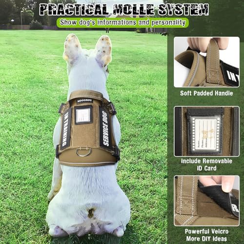 Tactical Dog Harness and Leash Set Small Sized Dog+10 Dog Patches (Small / Brown)