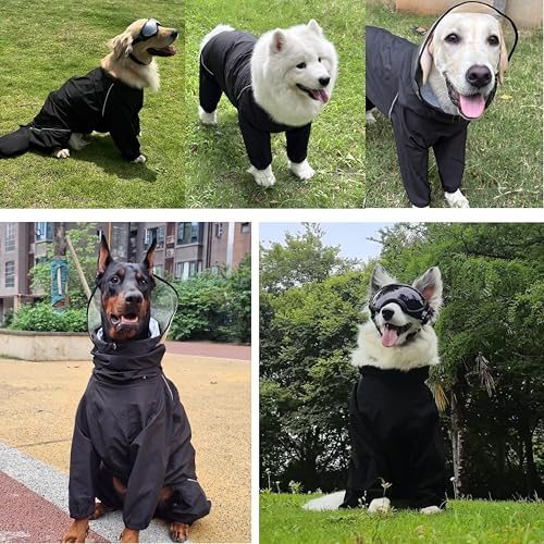 Dog Raincoat for Medium Large Dogs (Black for Girl / XX-Large)