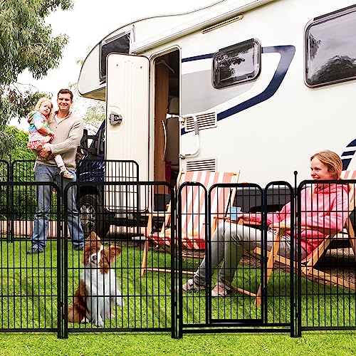 36 in(H) Garden Fence With Gate, Wide Gate Low Threshold, 8 Panels Total 17.7 ft(L) Heavy Duty Iron Animal Barrier Fence For Yard, Suitable For Indoor Or Outdoor Dog Fencing,Garden Border Fence (36''(H)-8panels-17.7ft(L))