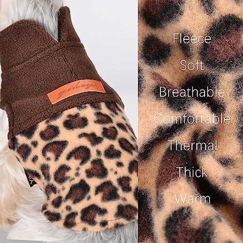 Fleece Vest Dog Sweater Leopard Dog Clothes for Small Dogs Boy Girl Warm Pullover Fleece Puppy Sweaters Winter Small Dogs Sweater (Leopard / XX-Small (Chest 11in ))