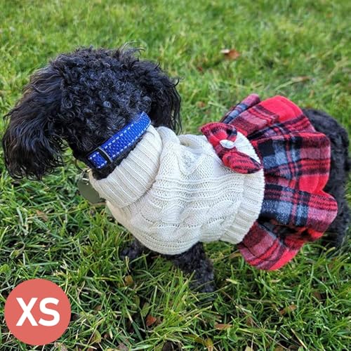 Dog Sweater Dress for Small Dogs Turtleneck Thick Knit Pullover (X-Small (2-4lbs) / 01# Beige)