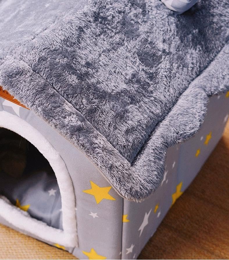 Dog House Indoor Portable Puppy Cave Cat Nest Kennel Pet Bed (Grey / XL:Size fits 18kg/40lbs (Pets))
