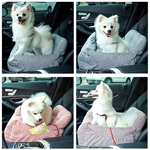 Dog Car Seat Pet Booster Seat Pet Travel Safety Dog Bed for Car with Storage Pocket (Blue)