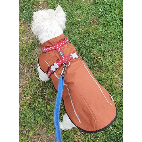 Dog Raincoat Adjustable Waterproof Reflective Rain Jacket for Small Medium Large Dogs (M Chest 26"-32" / Brown)